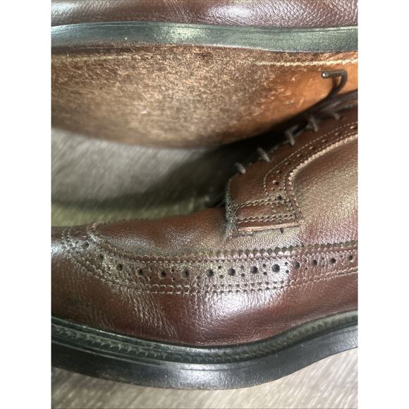 Vtg 80s Executive Imperials Brown Wingtip Derby Shoes Size 10.5 3E Made In USA main image 4